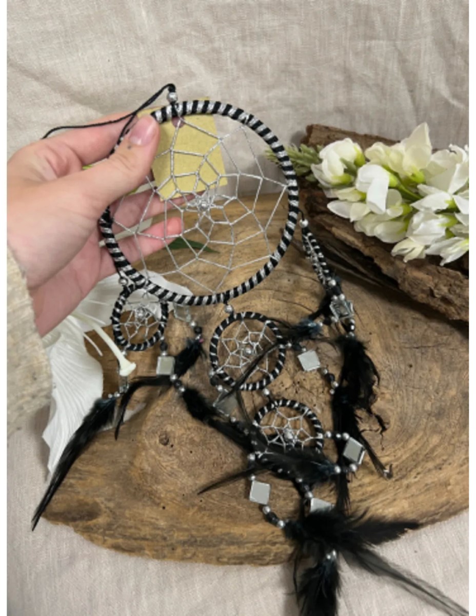 Dromenvanger - Spiegel - 11cm - Zwart - Dreamcatcher - Afbeelding 3