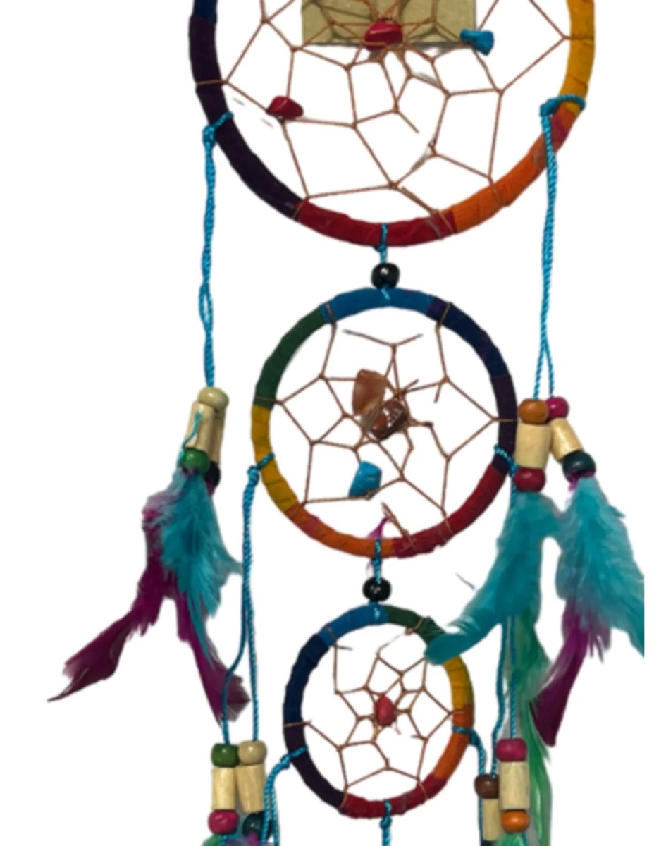 Dromenvanger suede 9 cm edelsteentjes - rainbow - Afbeelding 3