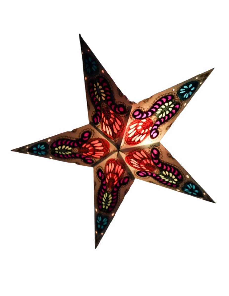 Kerstster nr. 58 - Blauwe ster "Blue dragon" - Papieren Kerststerren - Kerstdecoratie - Ø 60 cm - zonder verlichtingsset - Afbeelding 2