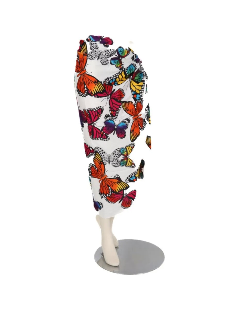 Sarong - 404 - vlinders - wit van Om Namaste - Pareo Saunadoek Wikkeljurk - Afbeelding 2
