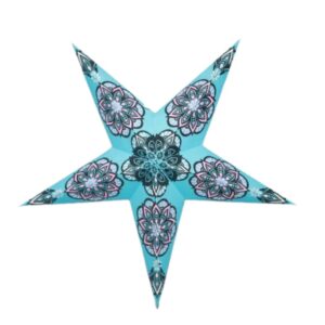 Kerstster nr. 51 - Blauwe ster "Roze Mandala's" - Papieren Kerststerren - Kerstdecoratie - Ø 60 cm - zonder verlichtingsset