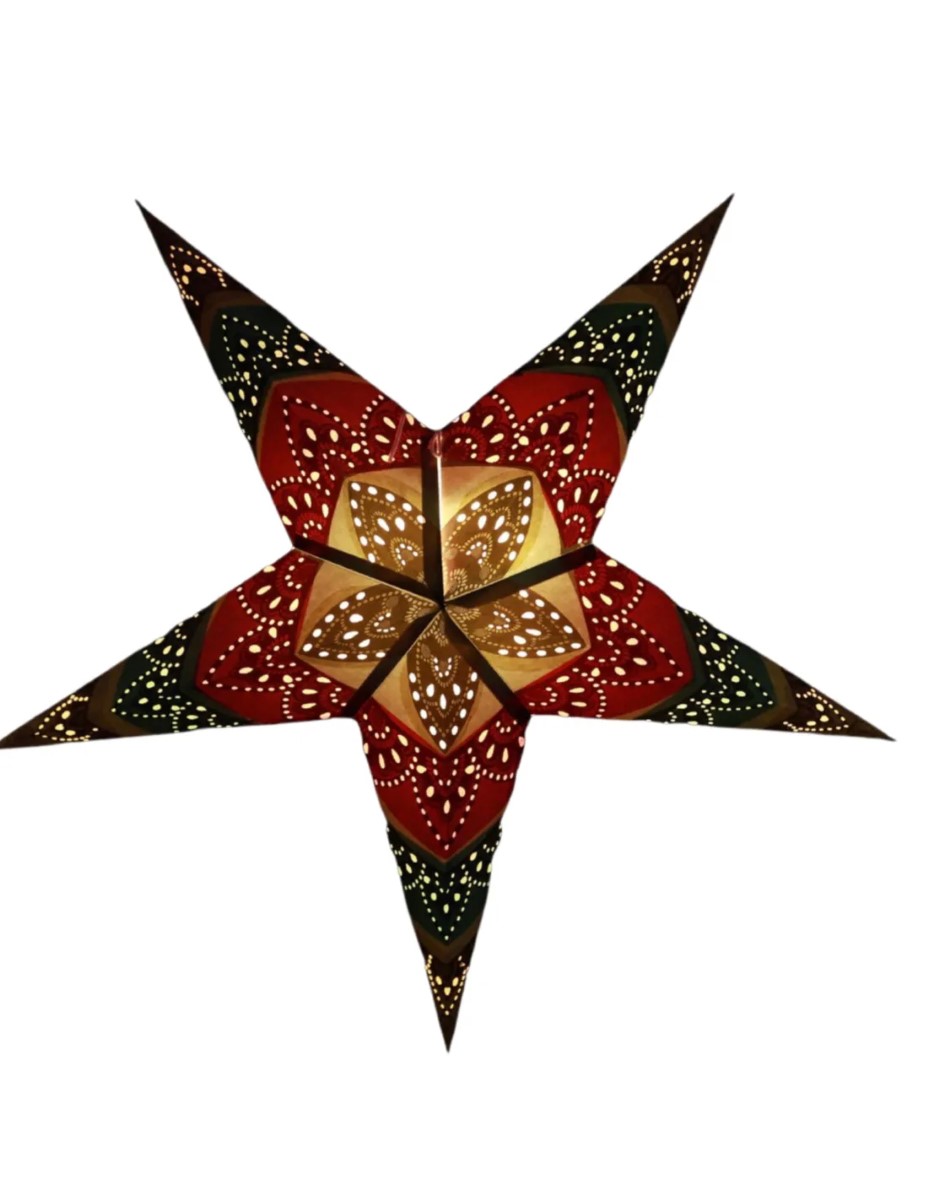 Kerstster met verlichtingsset nr. 53 - Donkergroene ster "Green Cashmere" - Kerstverlichting - Kerstdecoratie - Ø 60 cm - Afbeelding 2