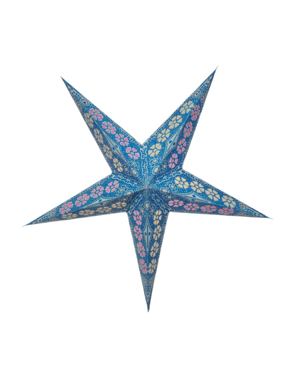 Kerstster met verlichtingsset nr. 7 - Blauwe ster "Azurea" - Kerstverlichting - Kerstdecoratie - Ø 60 cm