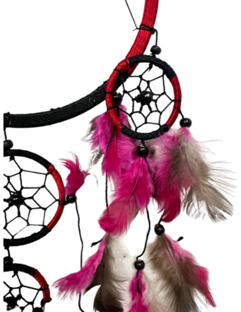 Dromenvanger - 17 cm Rood-Zwart - Dreamcatcher - Afbeelding 3