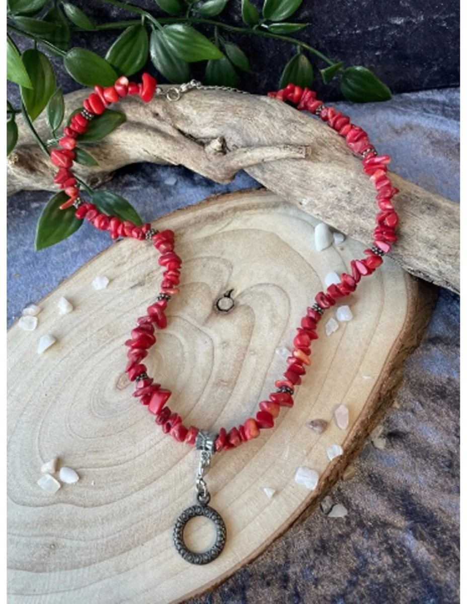 Fashion ketting Koraal donker (imitatie) - Afbeelding 2