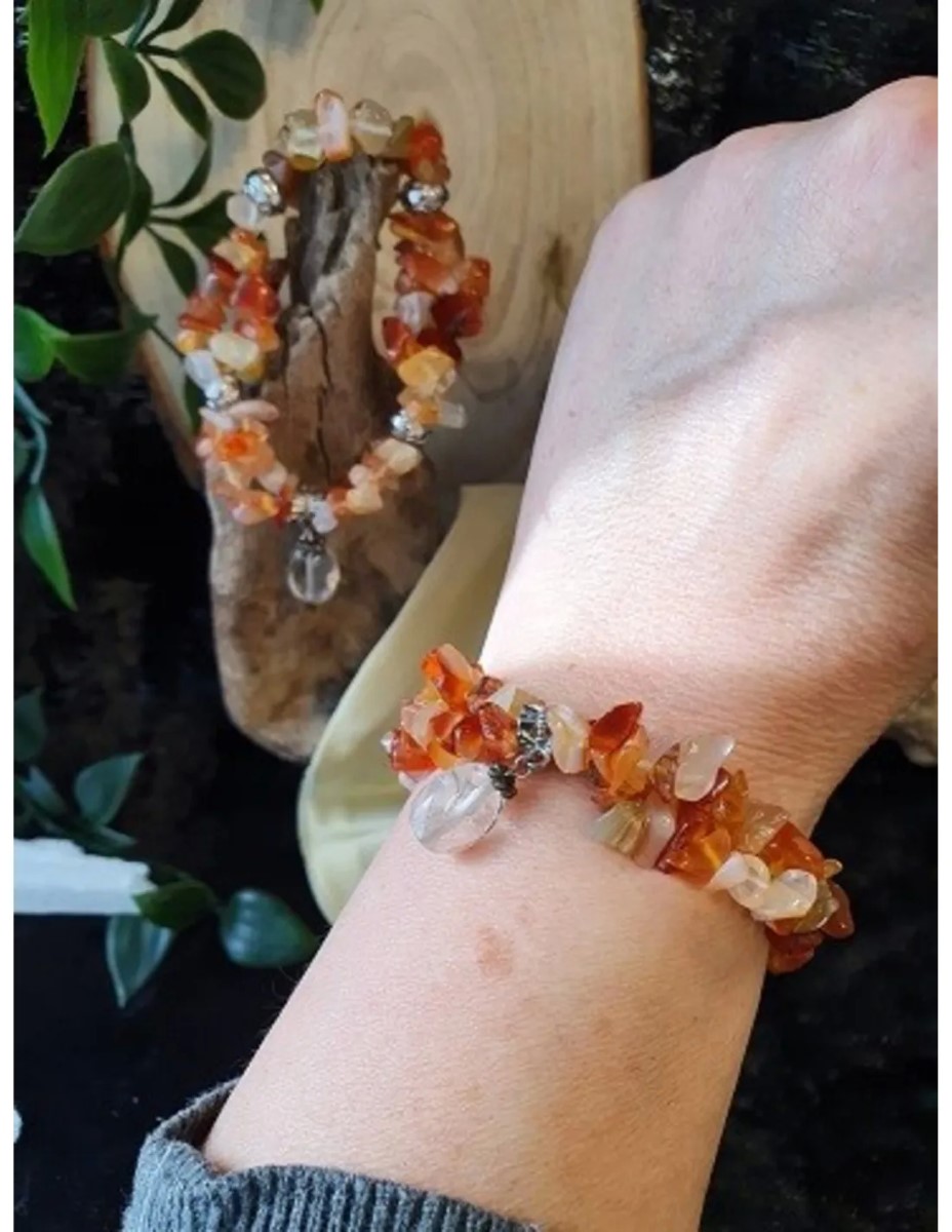 Carneool fashion armband dubbelstreng - Afbeelding 2