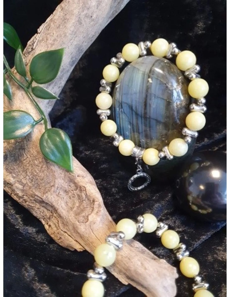 Jade olijf fashion kralenarmband met bedel - Afbeelding 2