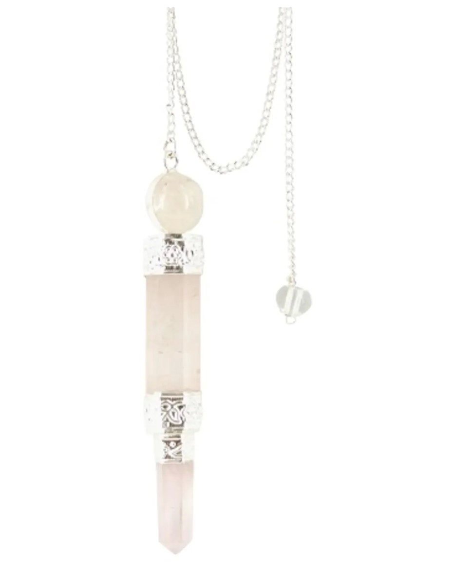 Roze kwarts luxe pendel verzilverd - Afbeelding 2