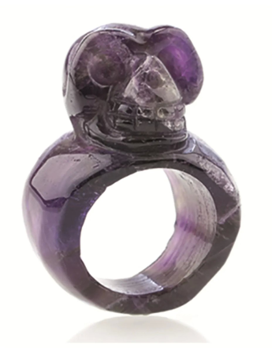 Amethist schedel ring