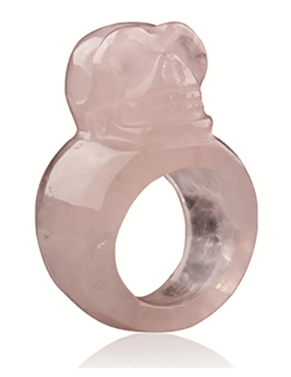 Roze kwarts schedel ring - Afbeelding 2