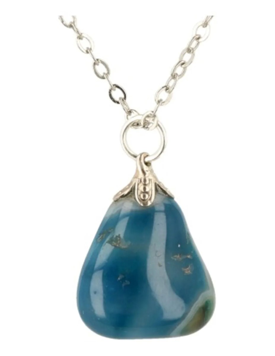Agaat (gekleurd) blauw edelsteen hanger - Afbeelding 3