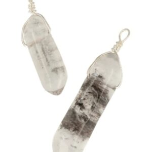 Bergkristal edelsteen hanger geslepen in draad