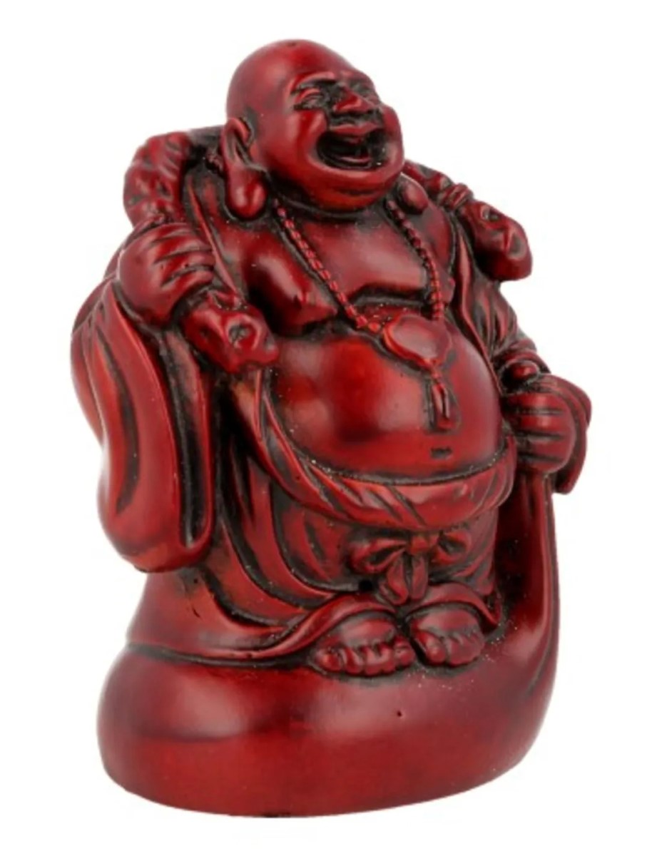 Boeddha rood, 9 cm, staand met kruik - Afbeelding 8