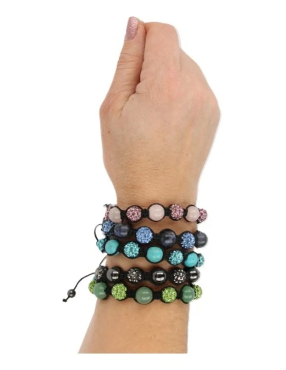 Aventurijn groen glitter shamballa armband - Afbeelding 2