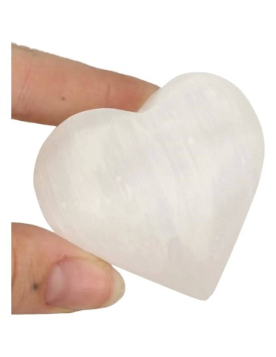 Seleniet wit edelsteen hart 40 mm - Afbeelding 3