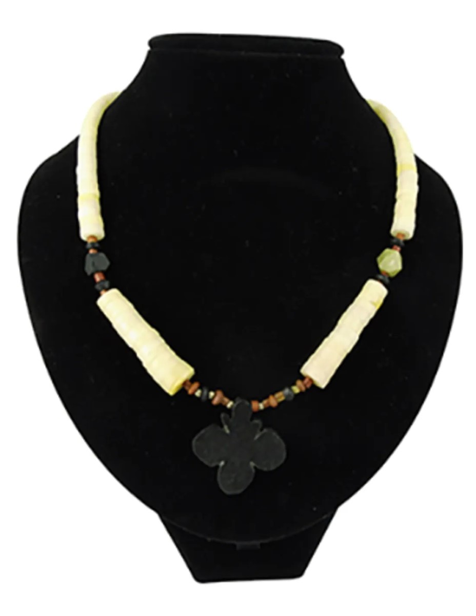 Bohemian ketting Jade met zwarte bloemhanger - Afbeelding 2