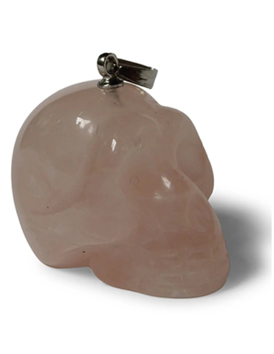 Roze kwarts schedelhanger aan koord - Afbeelding 2