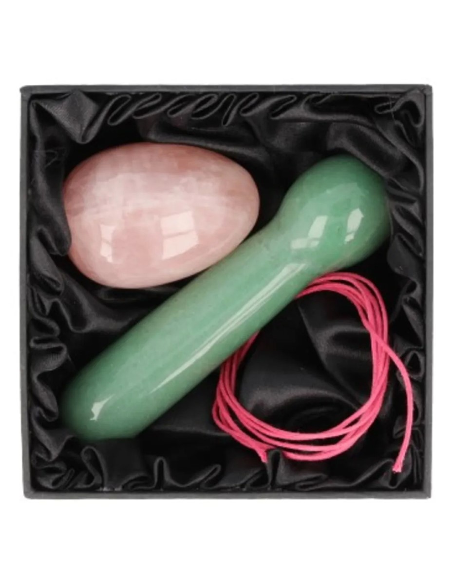 Yoni massage set Roze kwarts / Aventurijn groen - Afbeelding 3