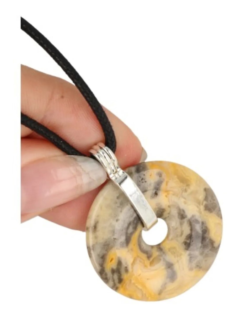 Agaat crazy lace donuthanger 30 mm aan koord - Afbeelding 6