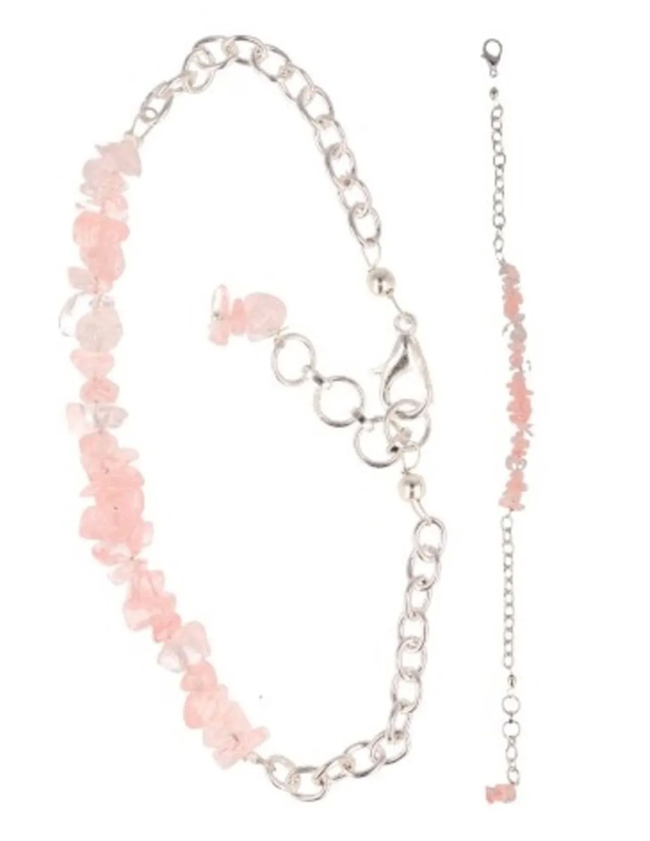 Roze kwarts bar armband
