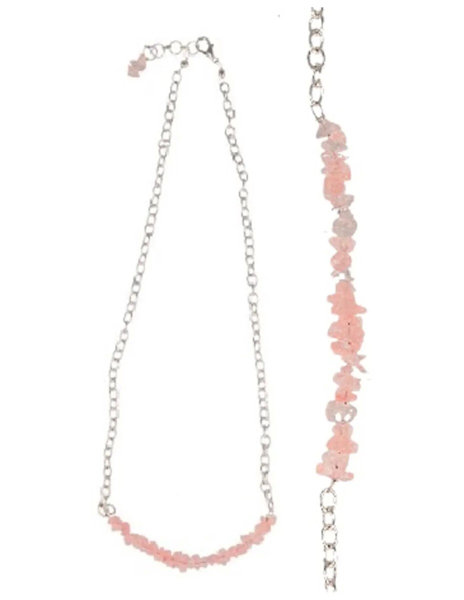 Roze kwarts bar ketting