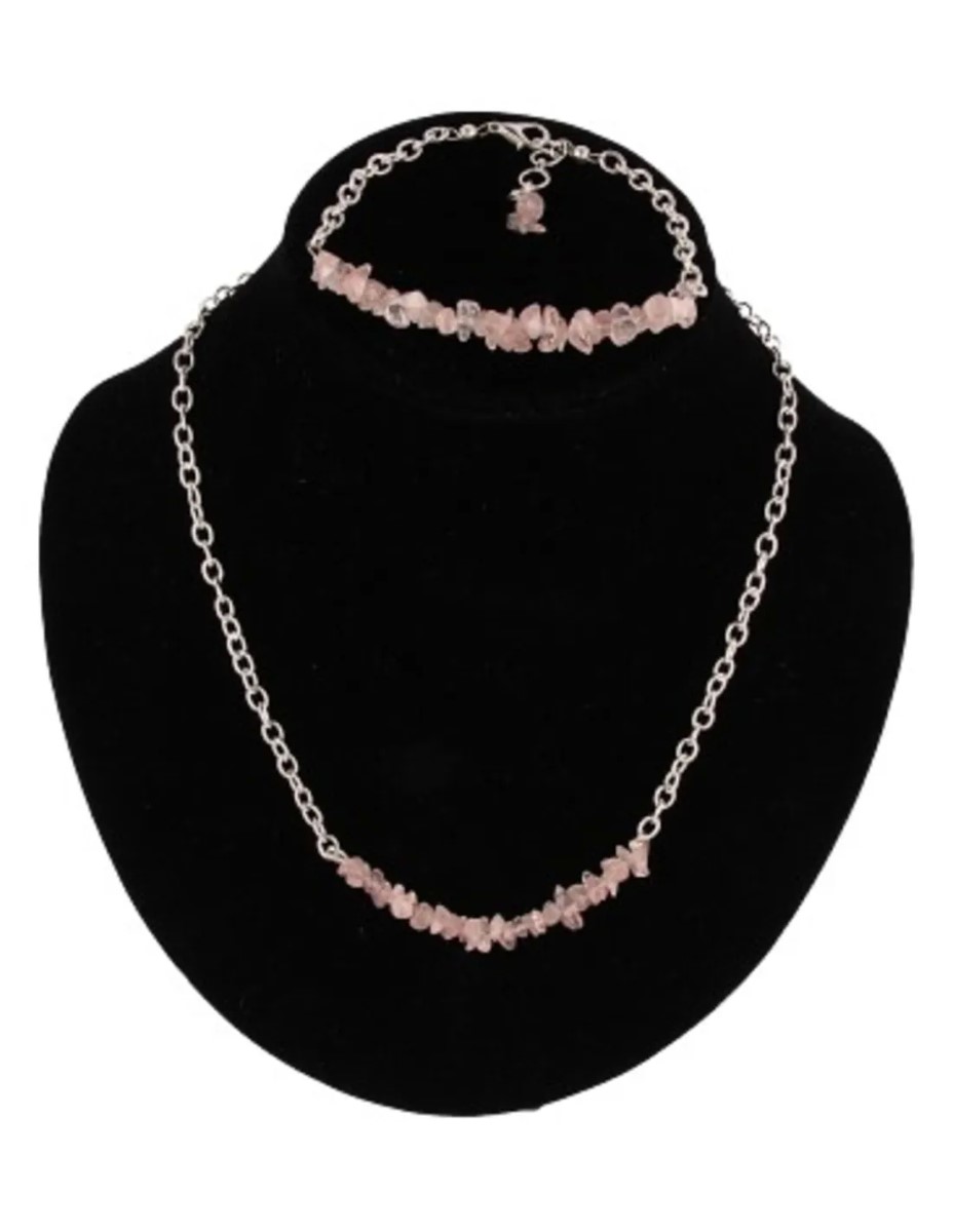 Roze kwarts bar ketting - Afbeelding 2