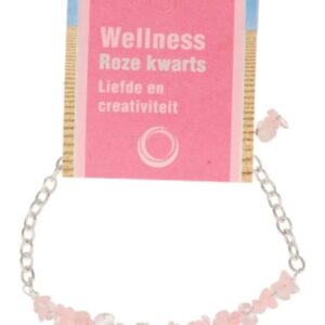Roze kwarts bar armband + kaart