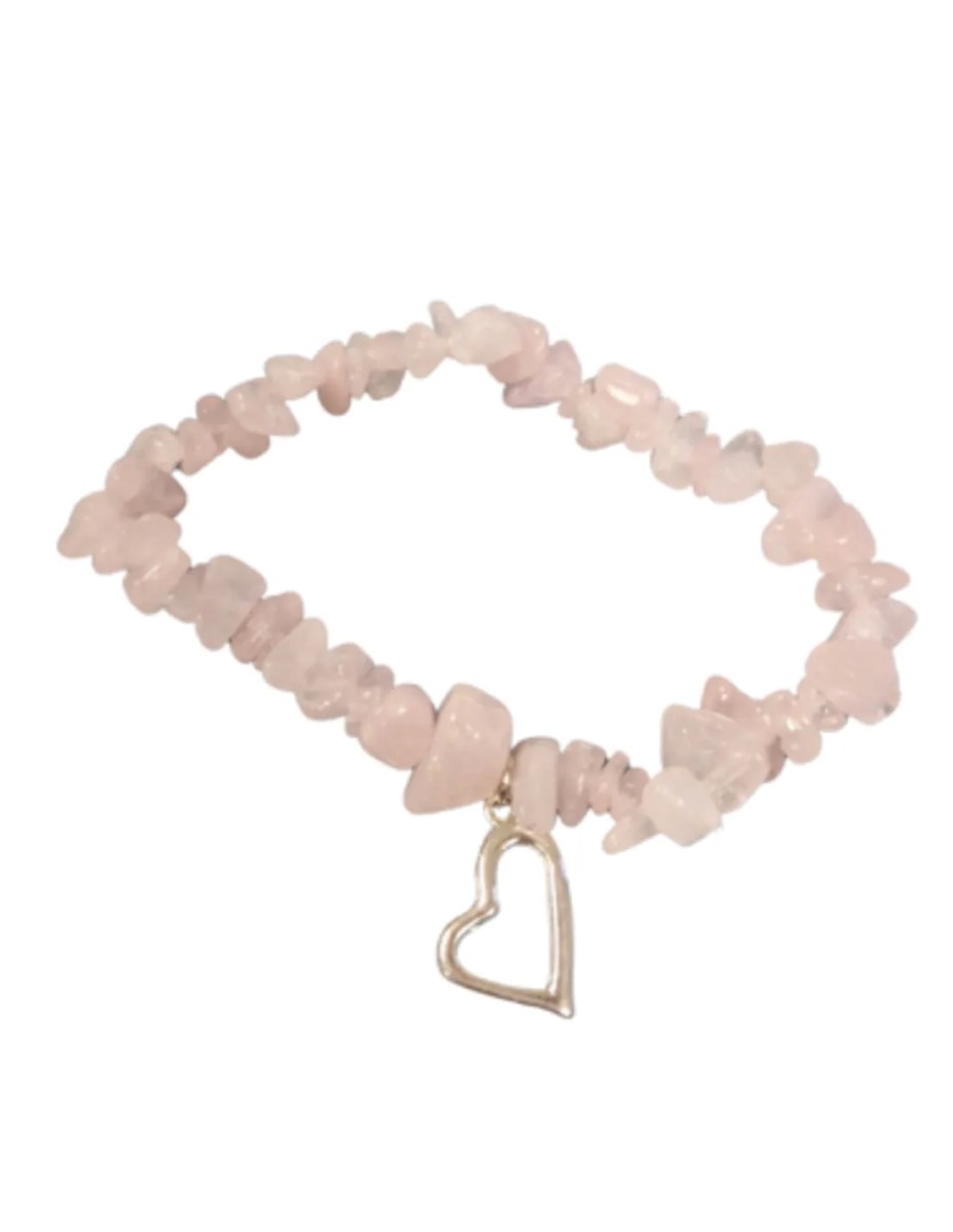 Roze kwarts hart splitarmband