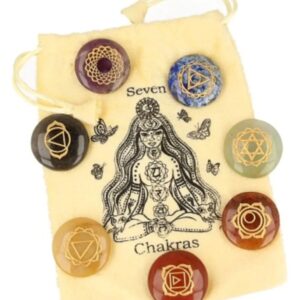 Chakra schijfstenen set in chakrabuidel