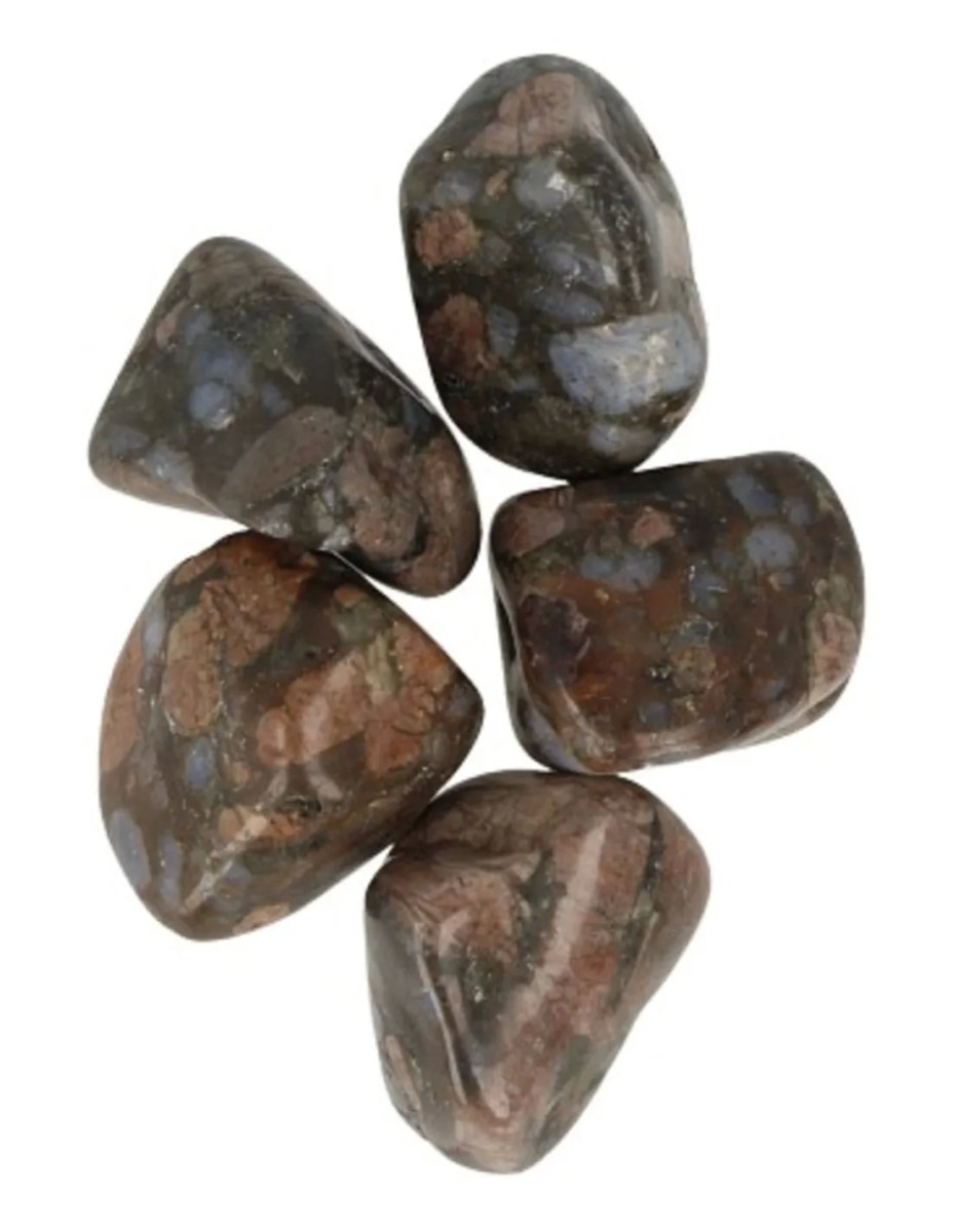 Que Sera 100 gr. trommelstenen (blauwe Rhyoliet) (mt3)