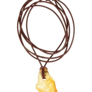 Barnsteen doorboorde hanger aan leren koord