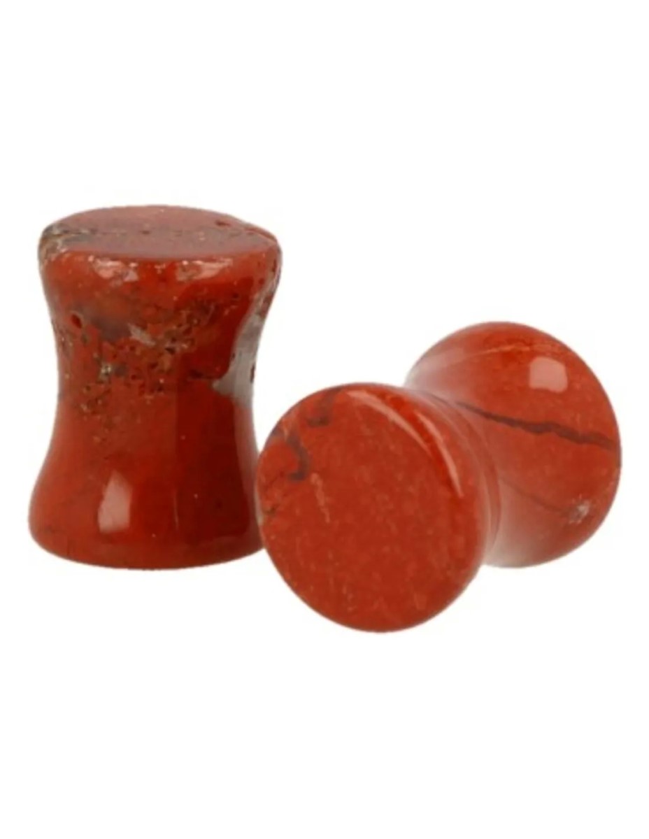 Plug oorpiercing per paar 8 mm Jaspis rood