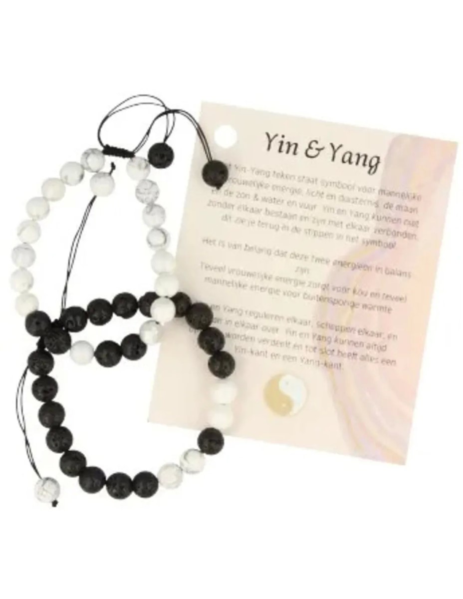 Shamballa armbanden set yin/yang in buidel