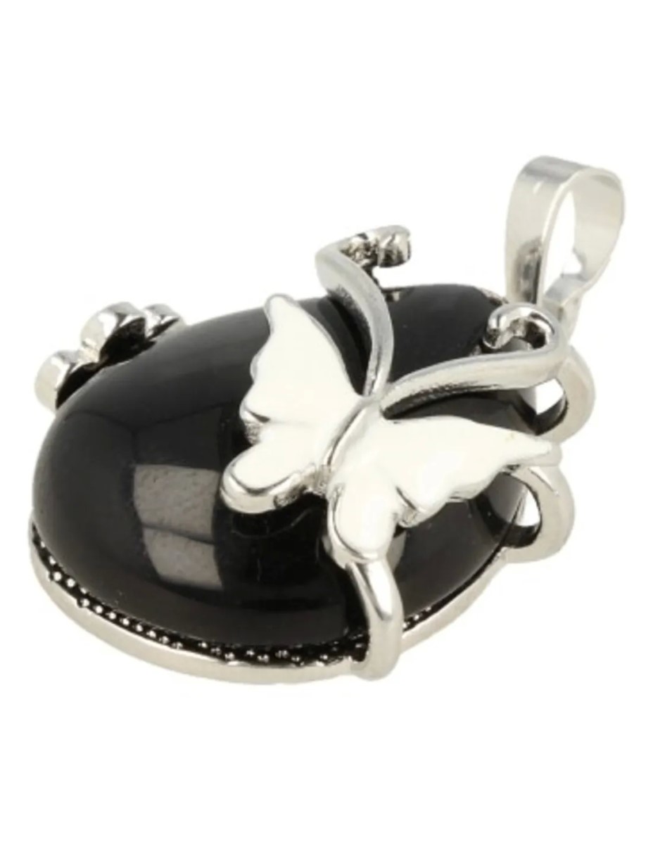 Obsidiaan zwart vlinder druppel hanger