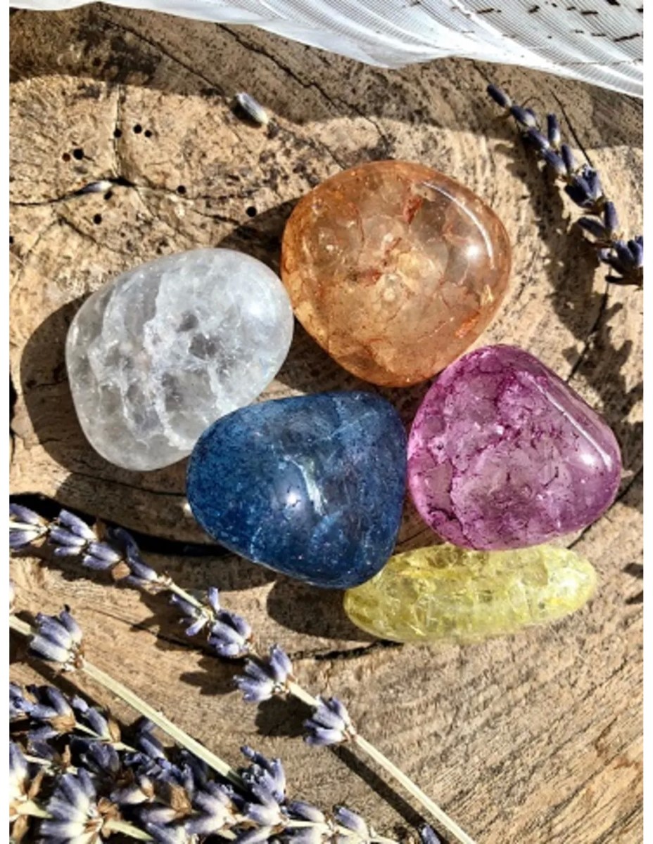 Bergkristal crackle mix 500 gr. trommelstenen (gekleurd) (mt3) - Afbeelding 2