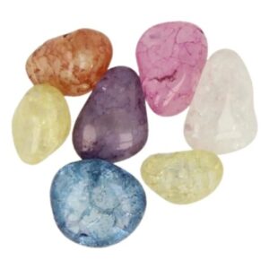 Bergkristal crackle mix 100 gr. (gekleurd) trommelstenen (mt3)