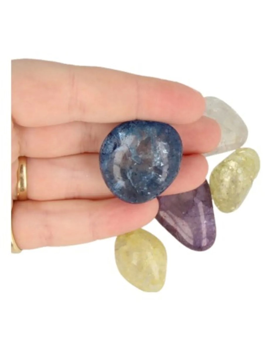 Bergkristal crackle mix 100 gr. (gekleurd) trommelstenen (mt3) - Afbeelding 3