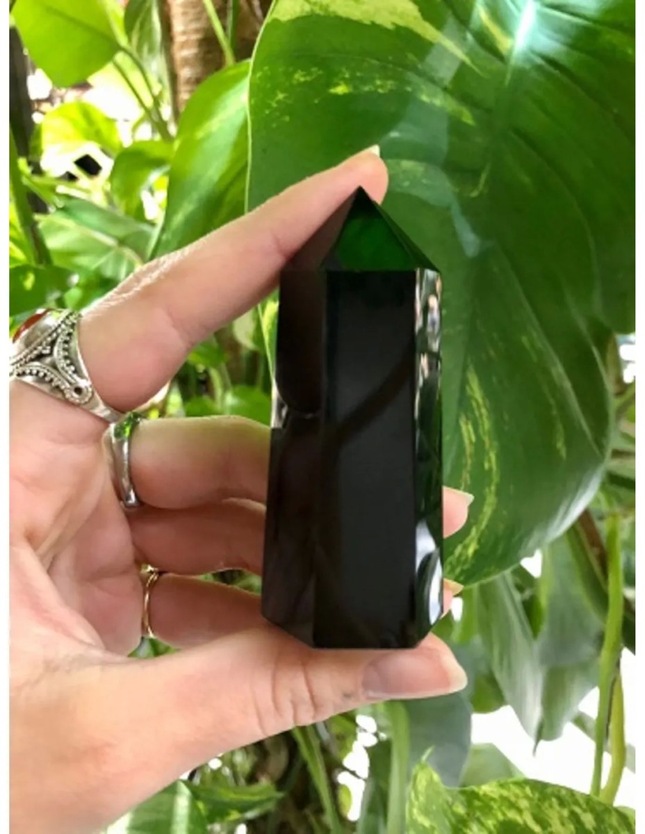 Obsidiaan zwart edelsteen punt 7-8 cm - Afbeelding 2