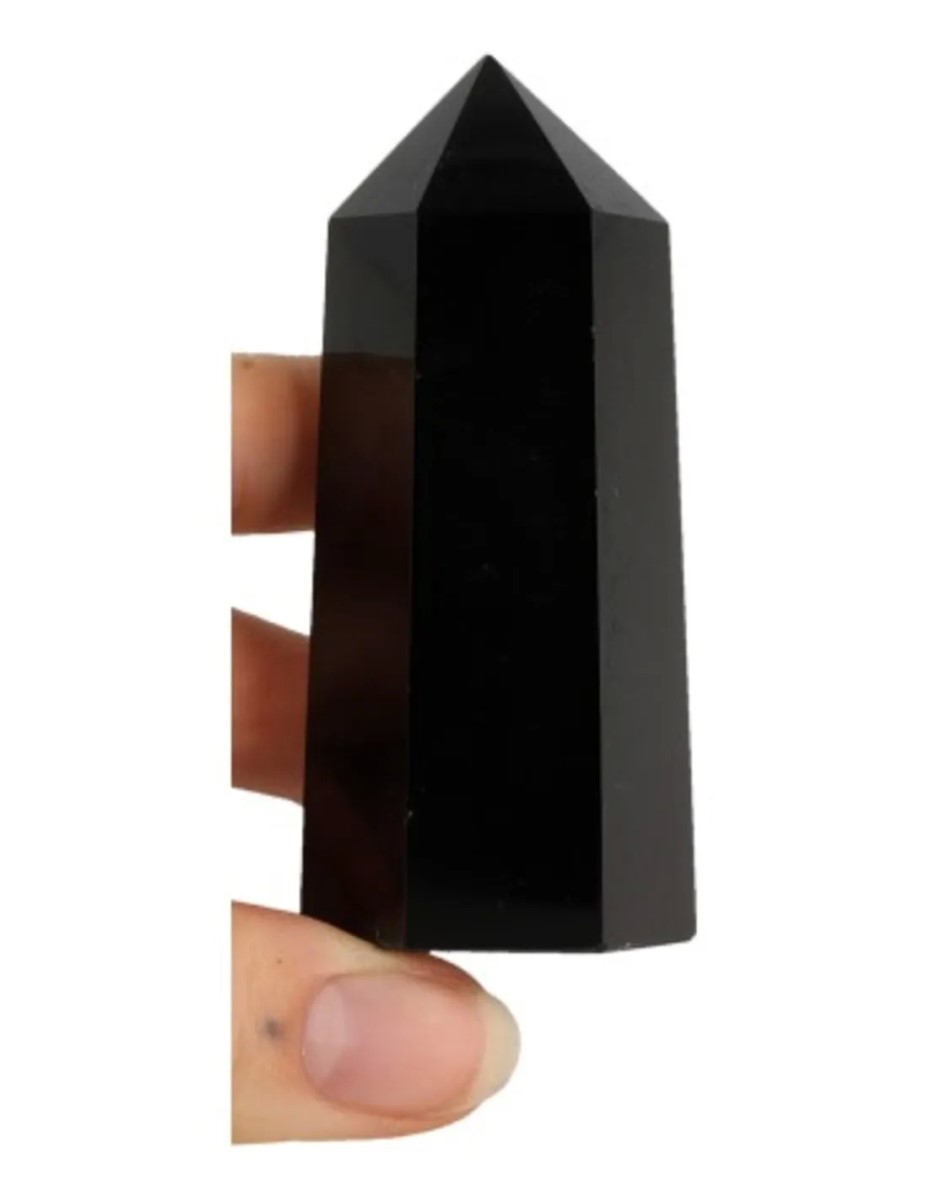 Obsidiaan zwart edelsteen punt 7-8 cm - Afbeelding 3