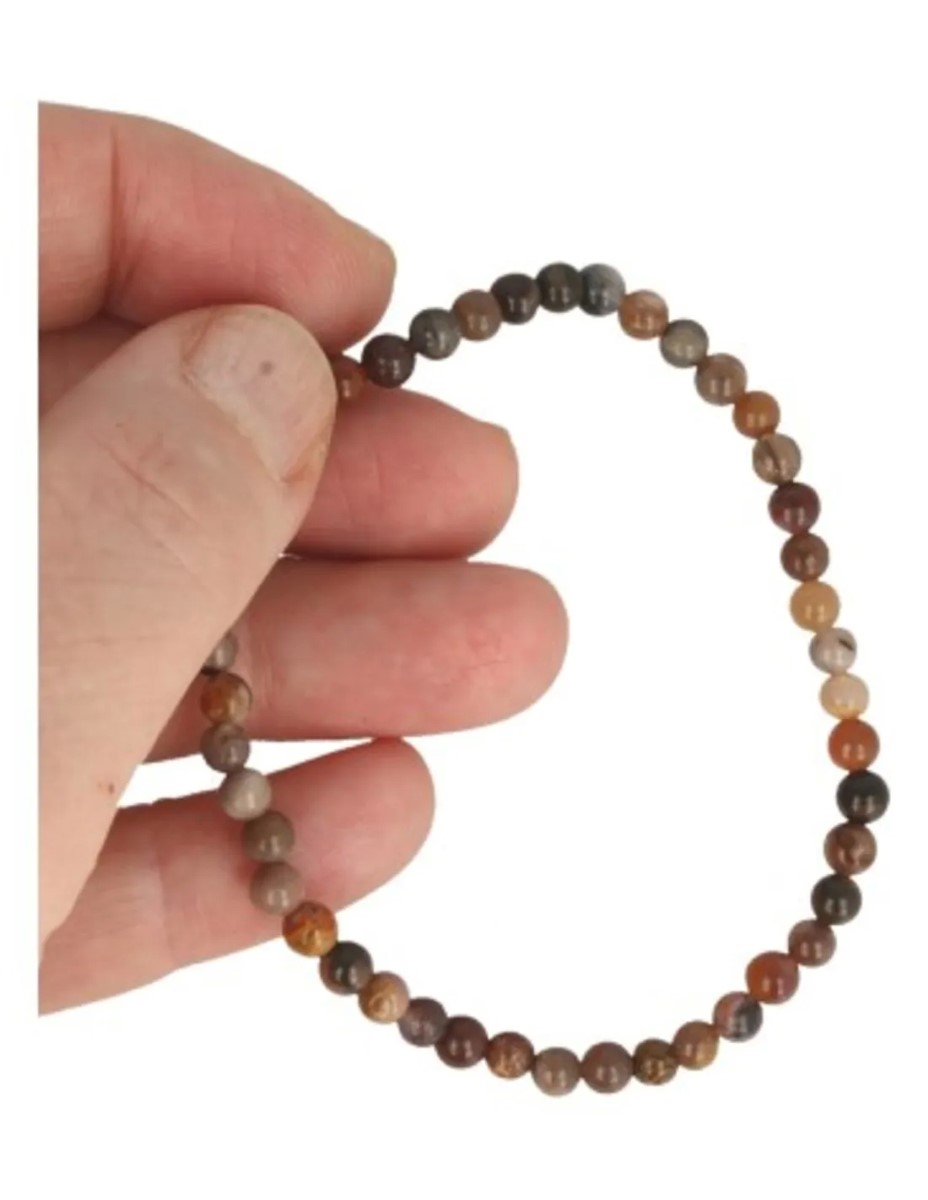 Versteend hout kralenarmband 4 mm - Afbeelding 3