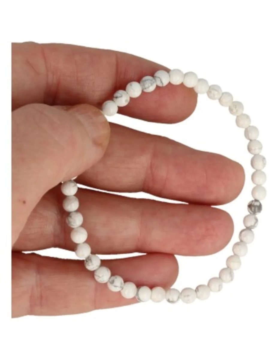 Howliet wit kralenarmband 4 mm - Afbeelding 3