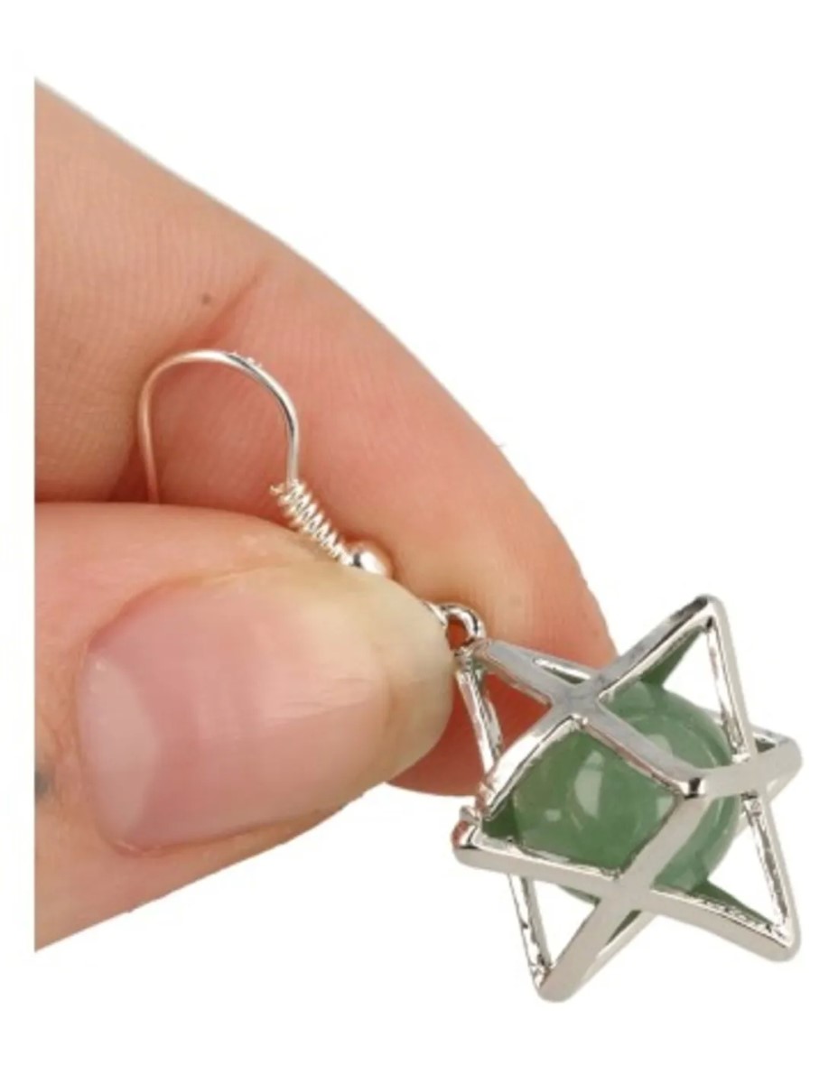 Aventurijn groen oorbellen merkabah - Afbeelding 2