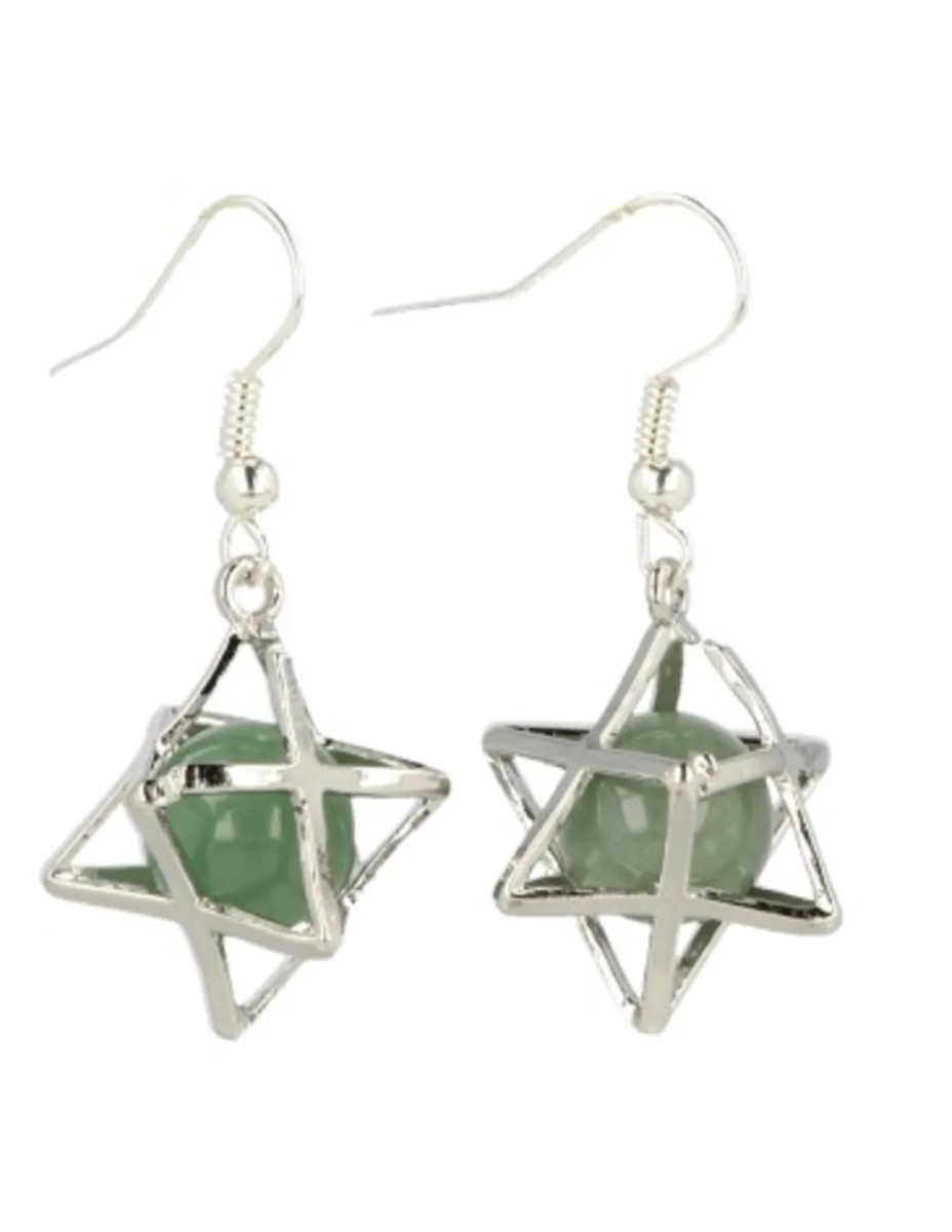 Aventurijn groen oorbellen merkabah - Afbeelding 3