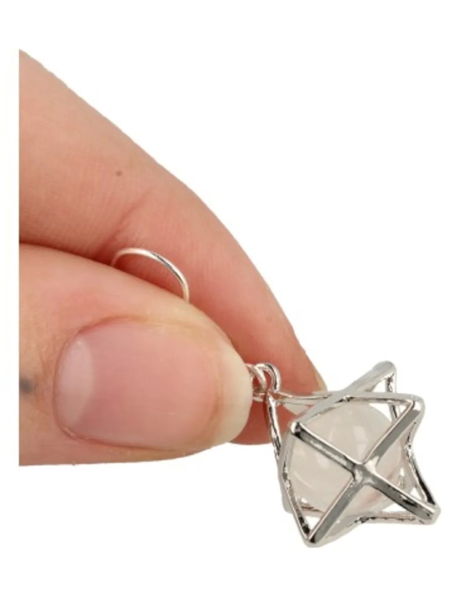 Bergkristal oorbellen merkabah - Afbeelding 3