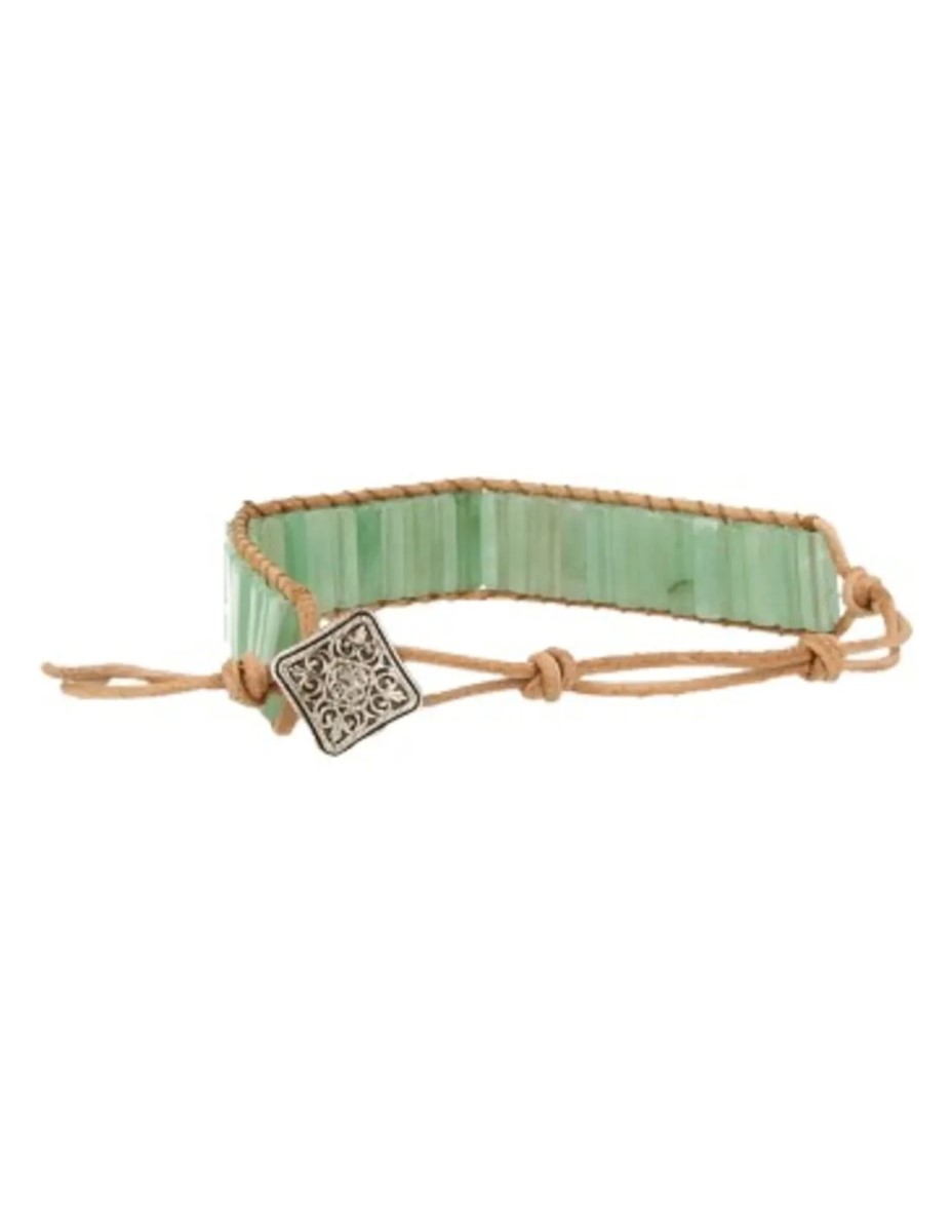 Aventurijn groen leren armband gipsy-style