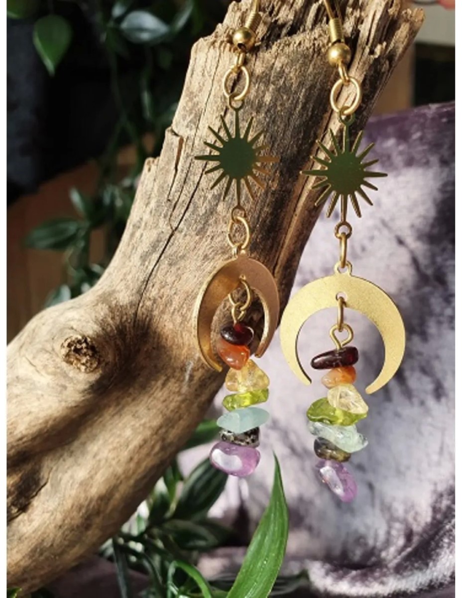 Chakra Star&Moon oorbellen - Afbeelding 2