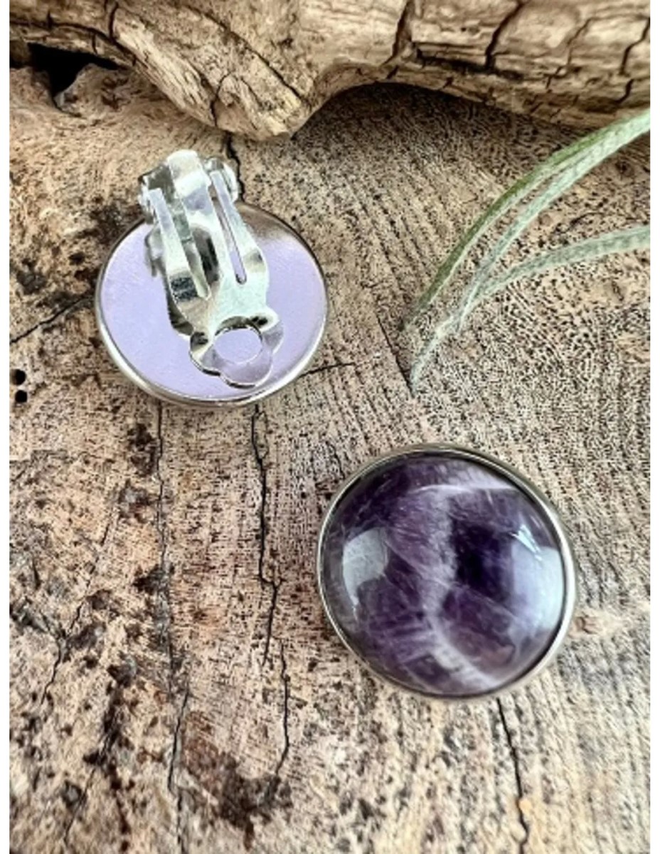 Amethist oorclips 18 mm - Afbeelding 2