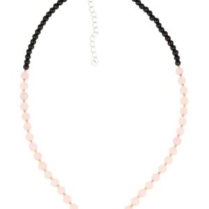 Edelsteen ketting Roze kwarts met zwart