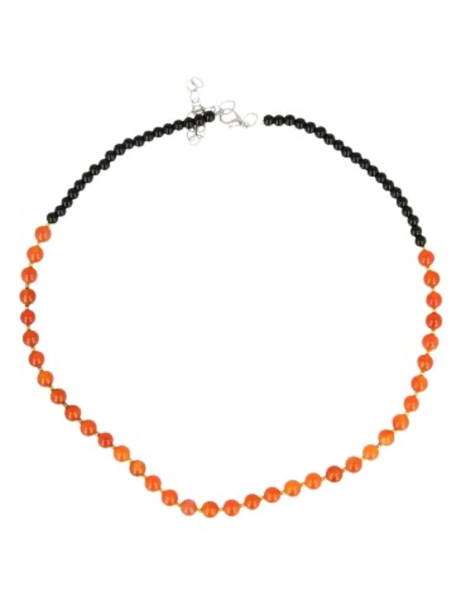 Carneool edelsteen ketting met zwart