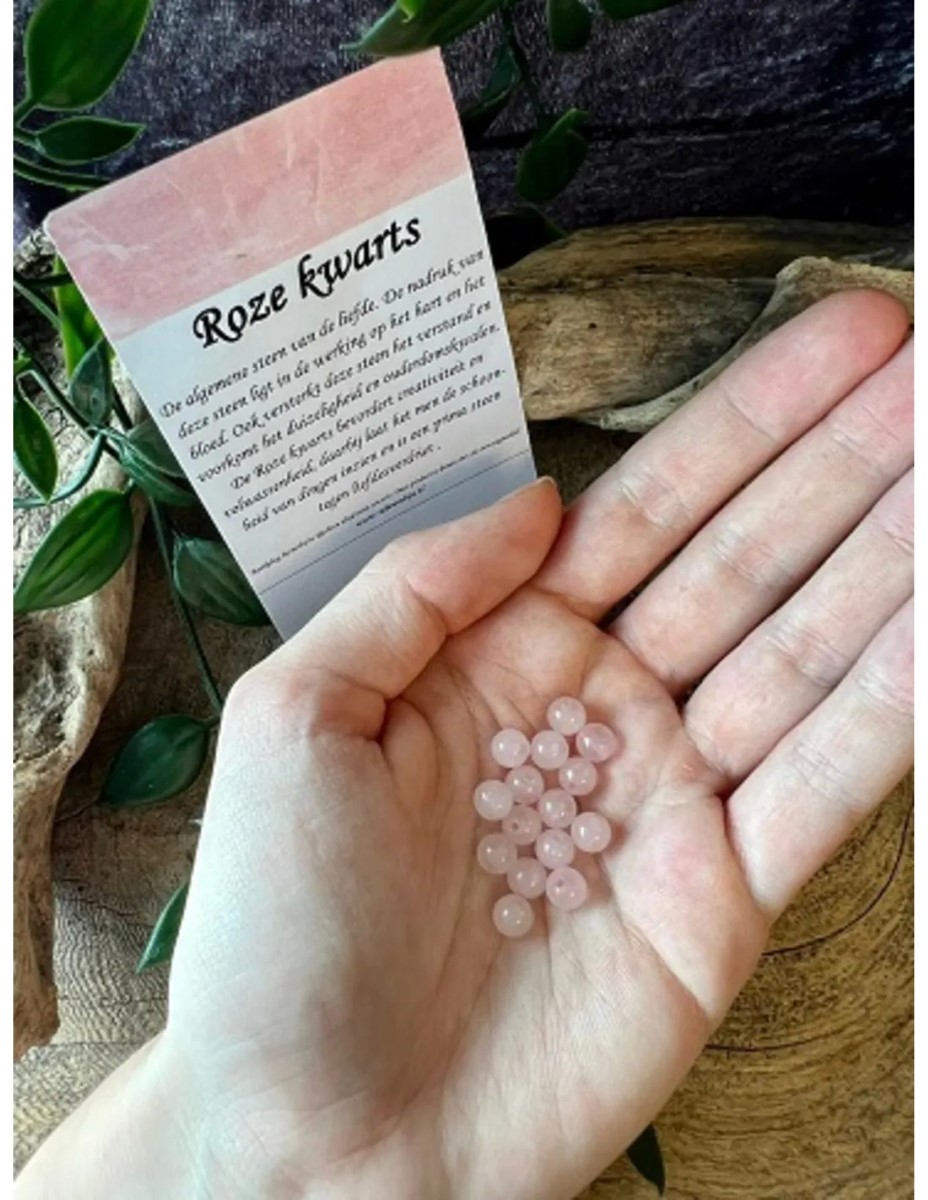 Roze kwarts kralen 6 mm - 15 st. - Afbeelding 2